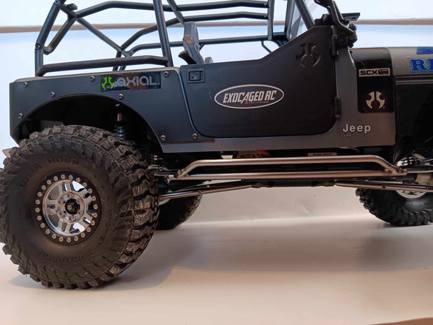 Adjustable, Bolt-On Double Bar Rock Sliders for Axial Racing SCX10 III CJ7 Jeep Wrangler